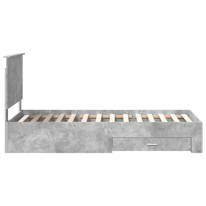 Sengestel Beton Grå og Sølv 75 x 190 cm Konstrueret træ