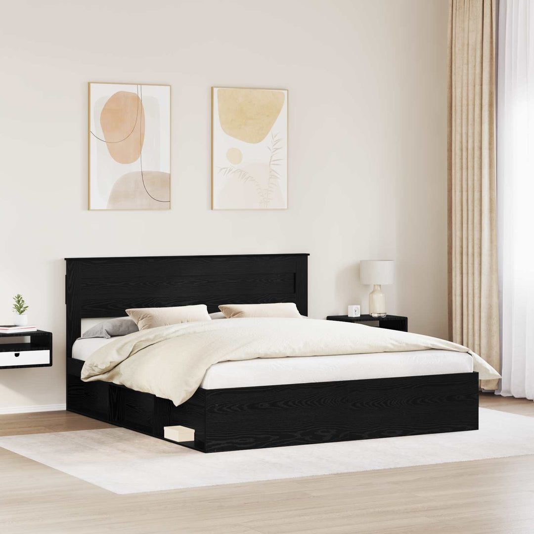 Sengestel Ensfarvet Sort 200 x 200 cm Massiv fyrretræ
