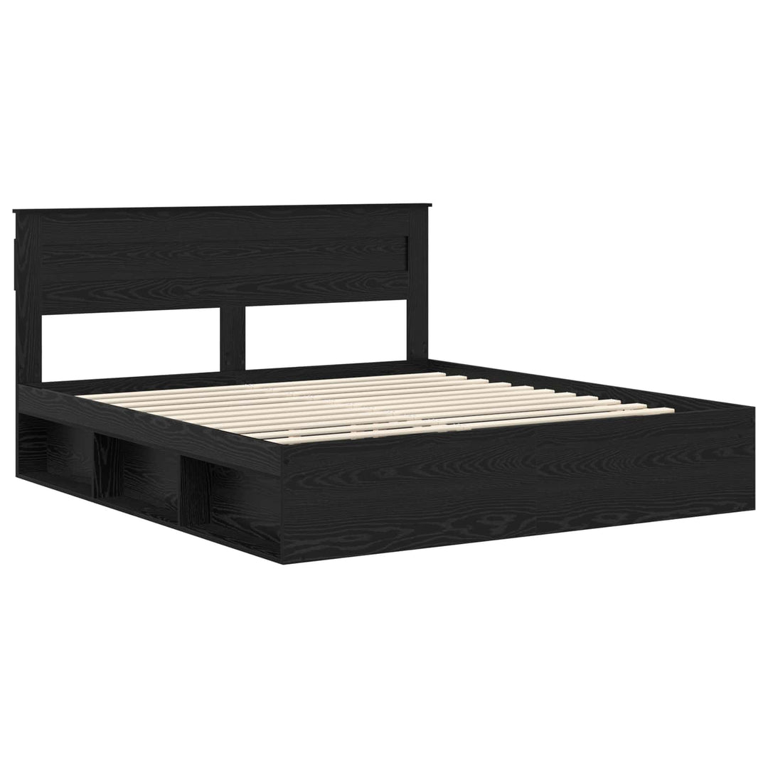 Sengestel Ensfarvet Sort 200 x 200 cm Massiv fyrretræ