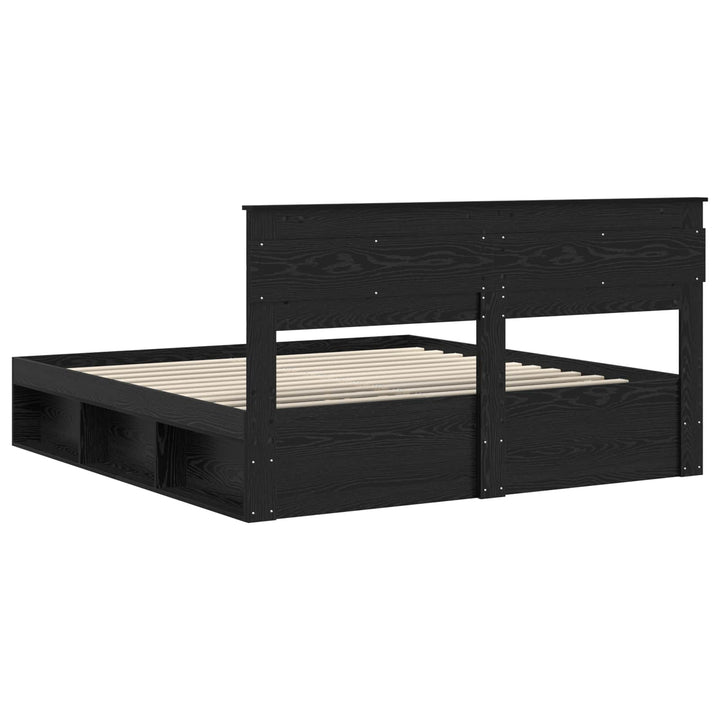 Sengestel Ensfarvet Sort 200 x 200 cm Massiv fyrretræ