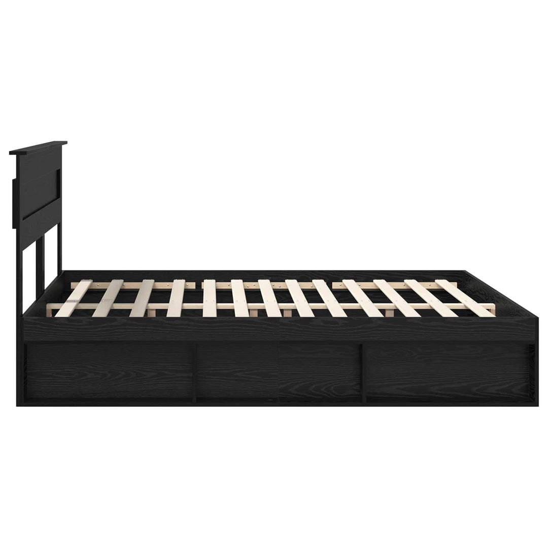 Sengestel Ensfarvet Sort 200 x 200 cm Massiv fyrretræ