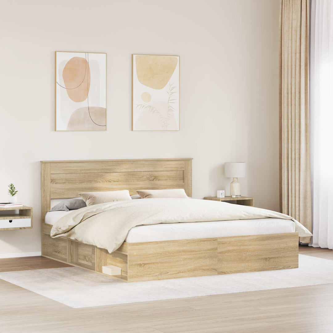 Sengestel med hovedgærde Sonoma 200 x 200 cm Massiv fyrretræ