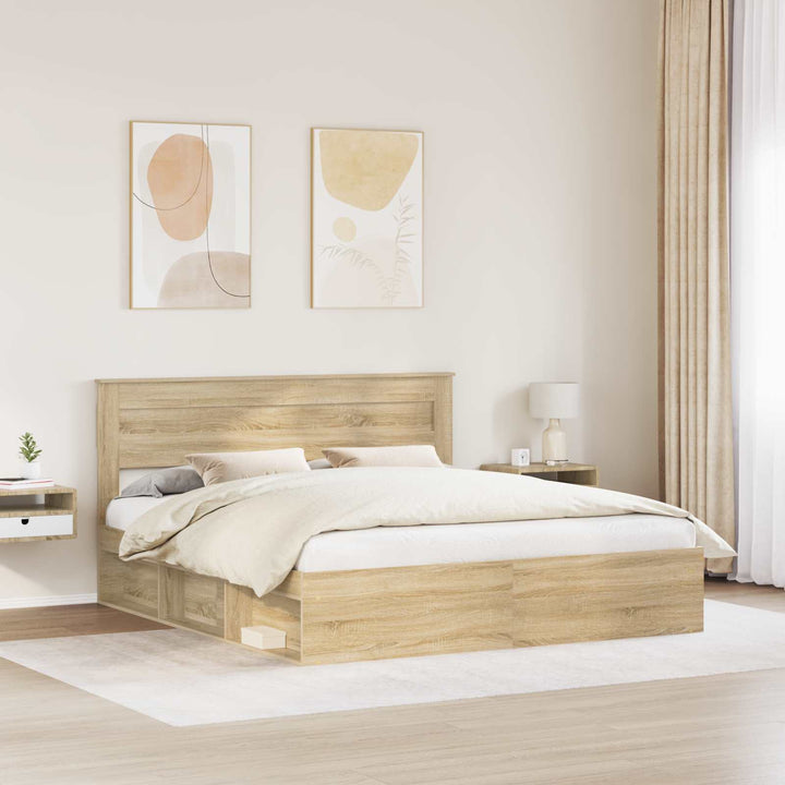 Sengestel med hovedgærde Sonoma 200 x 200 cm Massiv fyrretræ