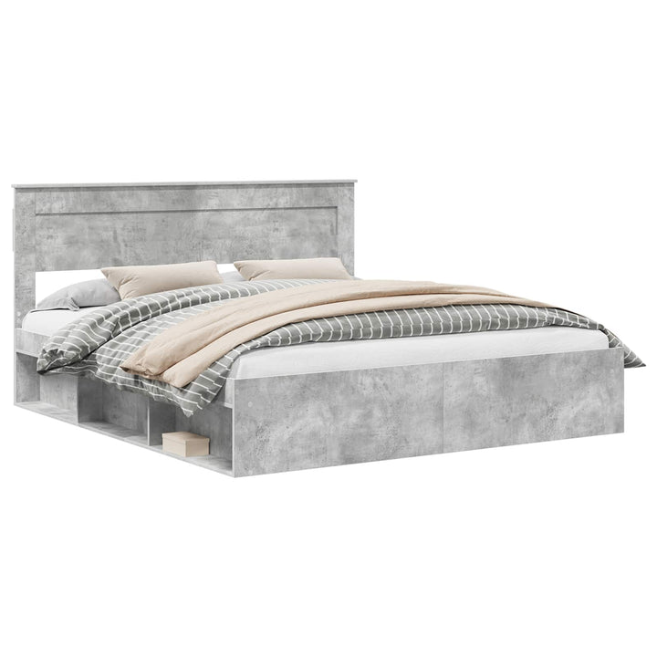 Sengestel med hovedgærde Beton 180 x 200 cm Massiv fyrretræ