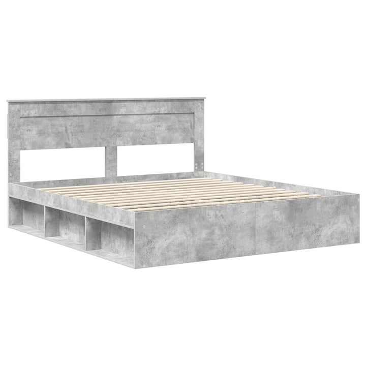 Sengestel med hovedgærde Beton 180 x 200 cm Massiv fyrretræ