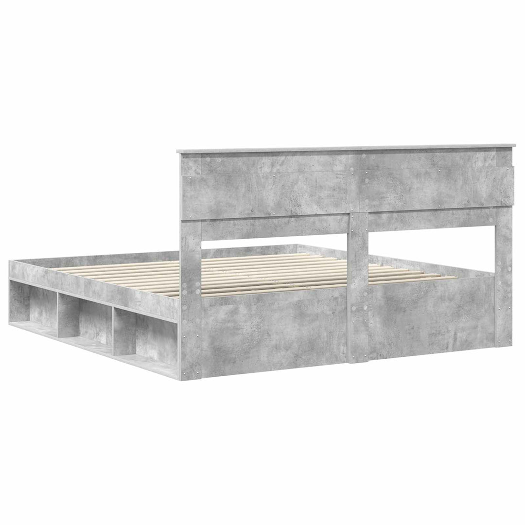 Sengestel med hovedgærde Beton 180 x 200 cm Massiv fyrretræ