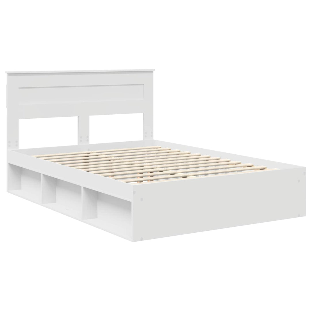 Sengestel med hovedgærde Hvid 160 x 200 cm Massiv fyrretræ