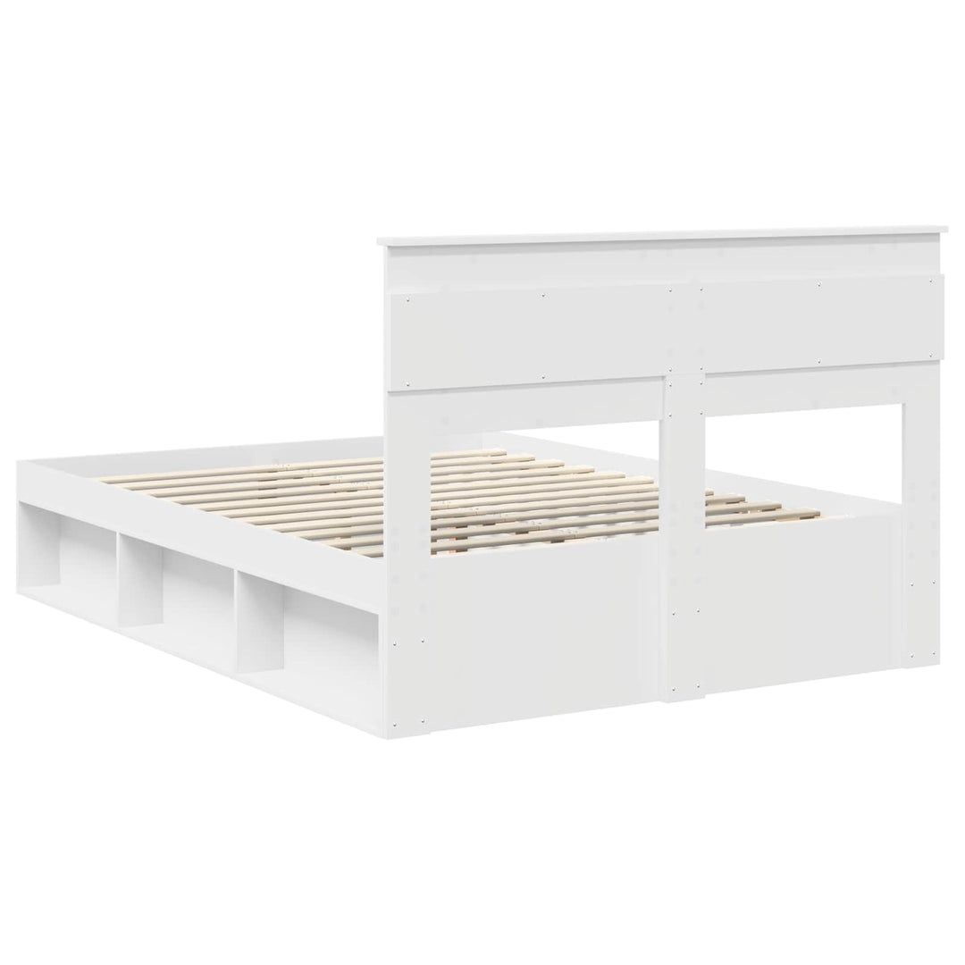Sengestel med hovedgærde Hvid 160 x 200 cm Massiv fyrretræ