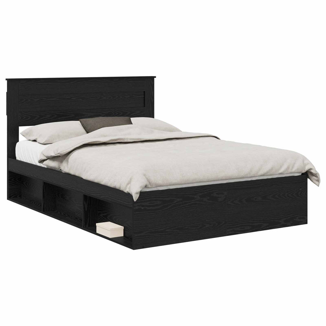 Sengestel Ensfarvet Sort 150 x 200 cm Massiv fyrretræ