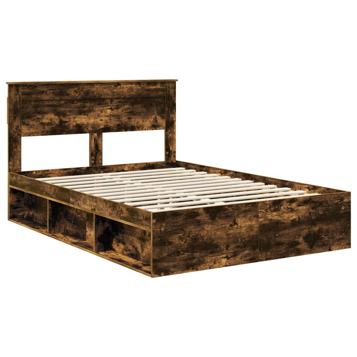 Sengestel Ensfarvet Røget eg 150 x 200 cm Massiv fyrretræ