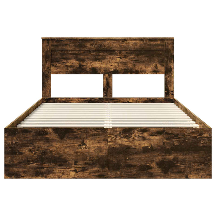 Sengestel Ensfarvet Røget eg 150 x 200 cm Massiv fyrretræ