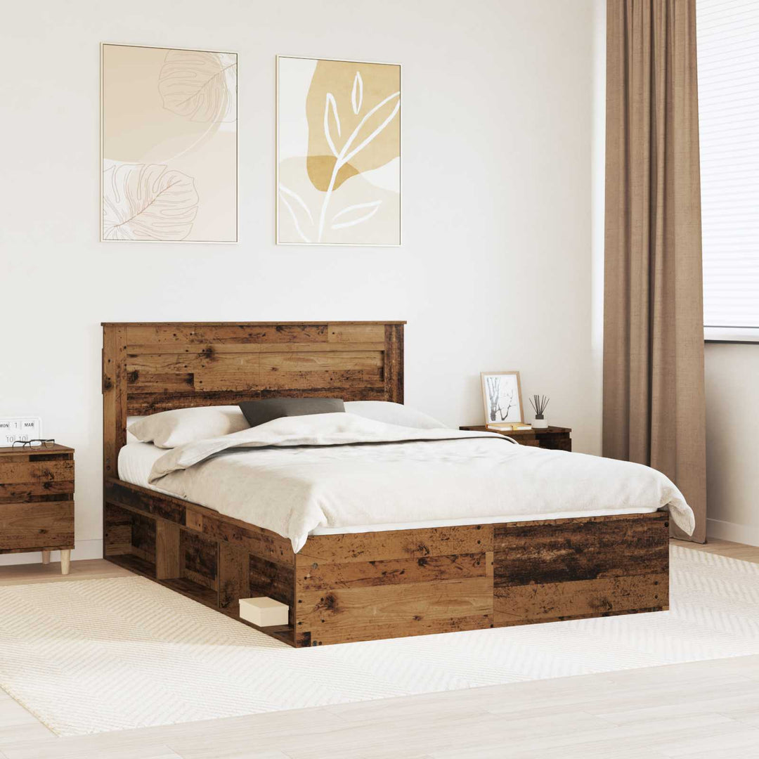 Sengestel Ensfarvet Gammelt træ 150 x 200 cm Massiv fyrretræ