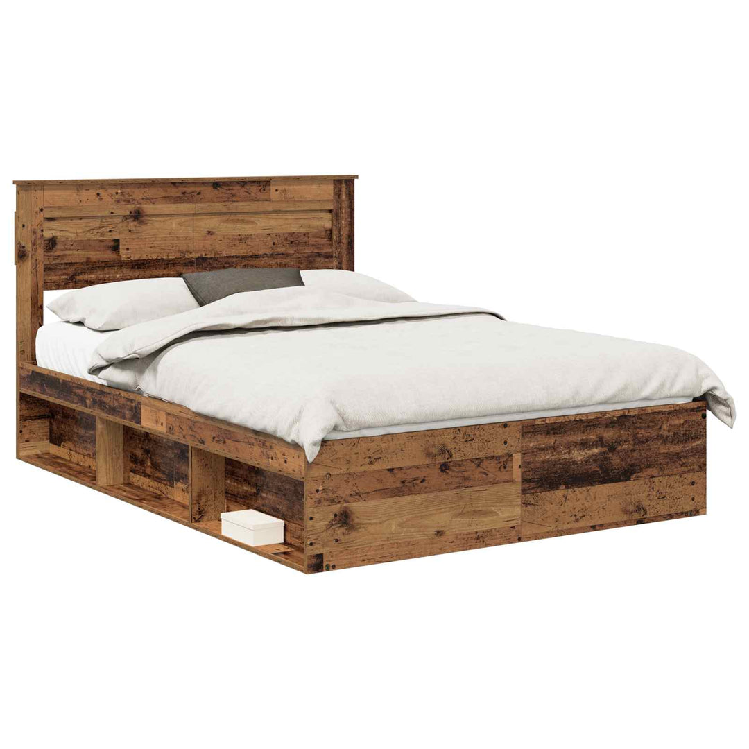 Sengestel Ensfarvet Gammelt træ 150 x 200 cm Massiv fyrretræ
