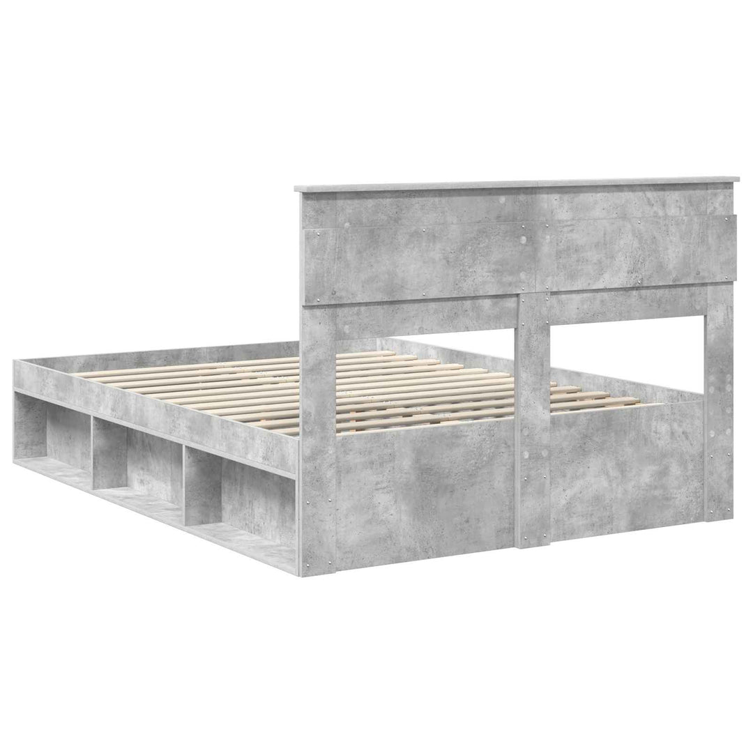 Sengestel med hovedgærde Beton 140 x 200 cm Massiv fyrretræ