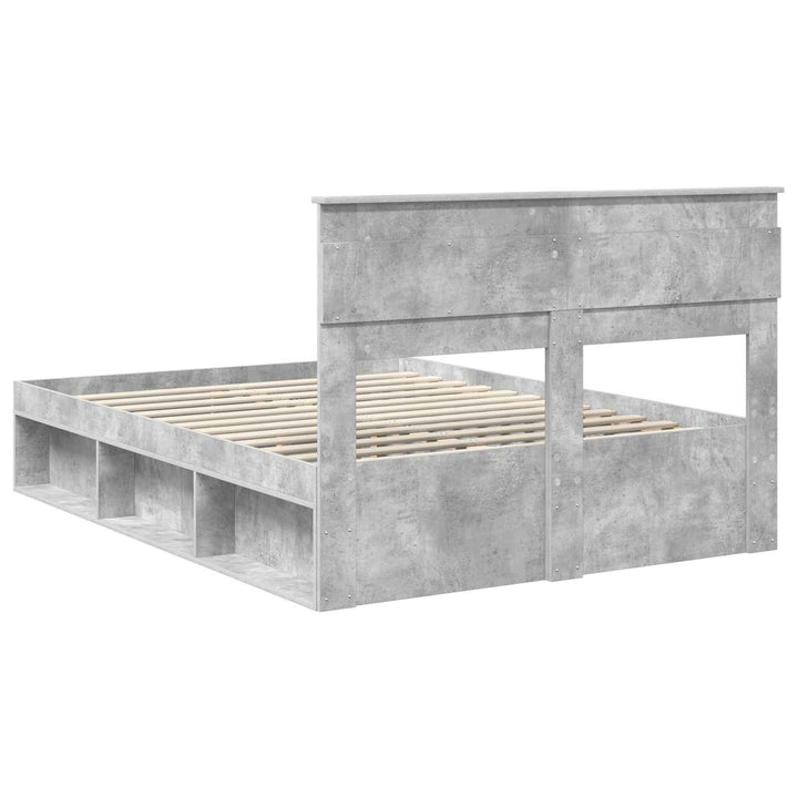 Sengestel med hovedgærde Beton 140 x 200 cm Massiv fyrretræ