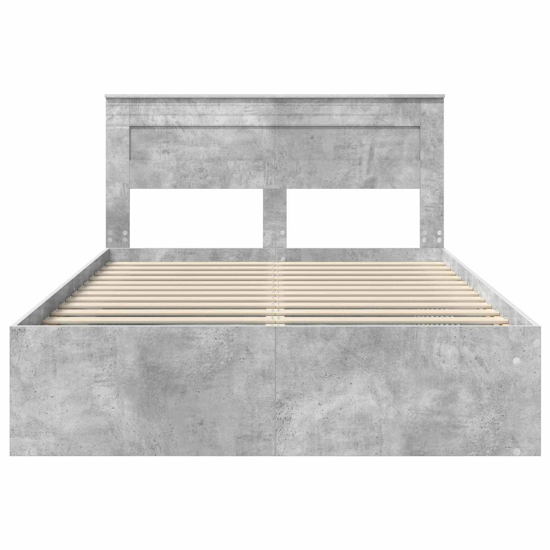 Sengestel med hovedgærde Beton 140 x 200 cm Massiv fyrretræ