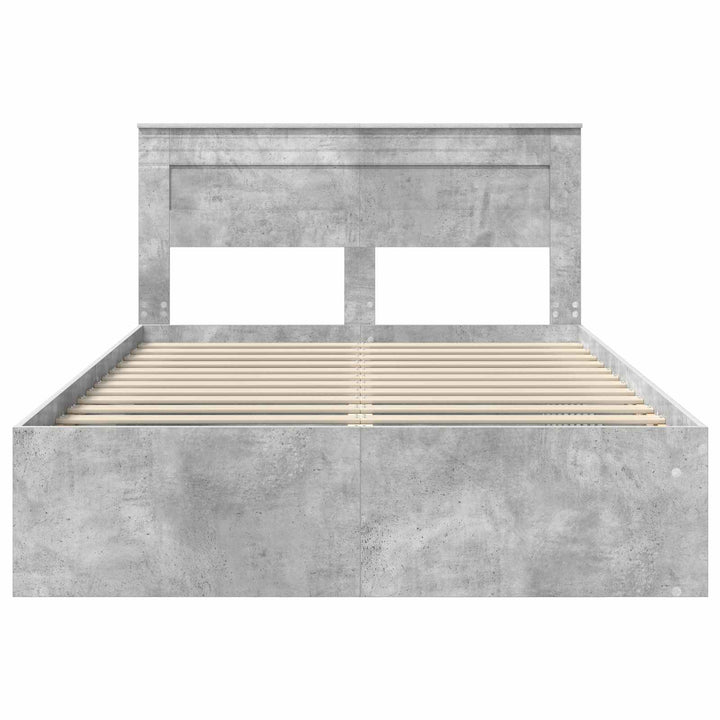 Sengestel med hovedgærde Beton 140 x 200 cm Massiv fyrretræ