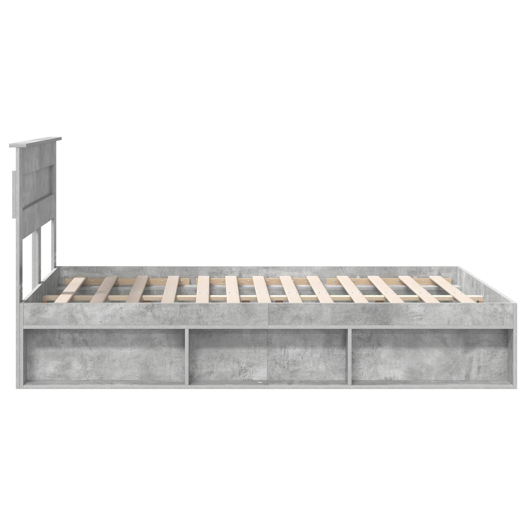 Sengestel med hovedgærde Beton 140 x 200 cm Massiv fyrretræ