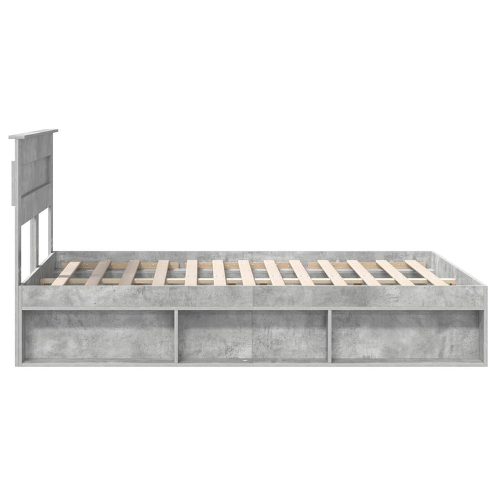 Sengestel med hovedgærde Beton 140 x 200 cm Massiv fyrretræ