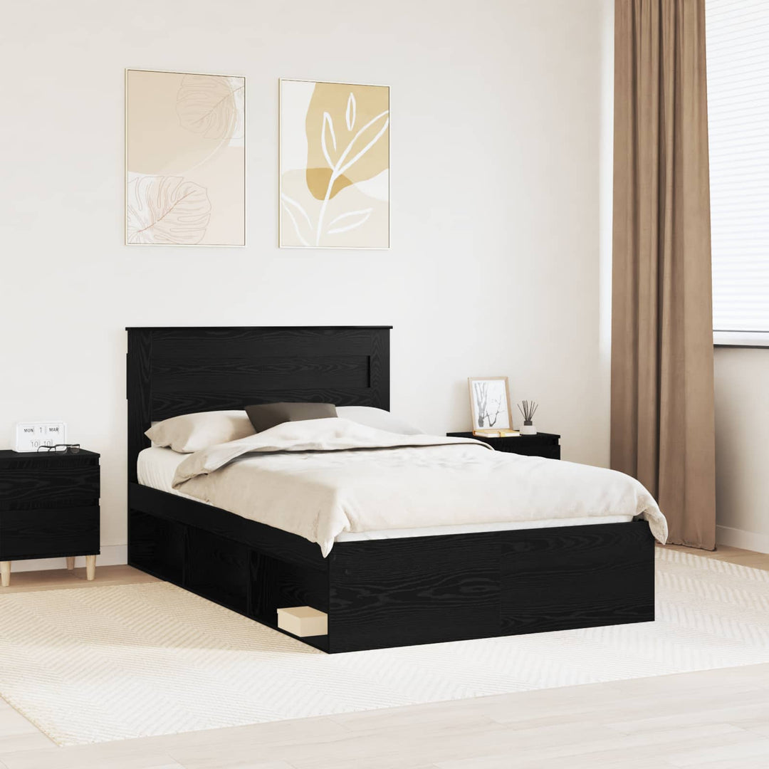 Sengestel Ensfarvet Sort 135 x 190 cm Massiv fyrretræ