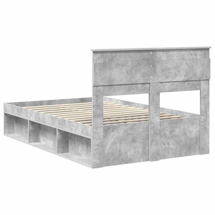 Sengestel med hovedgærde Beton Grå 135 x 190 cm Massiv fyrretræ