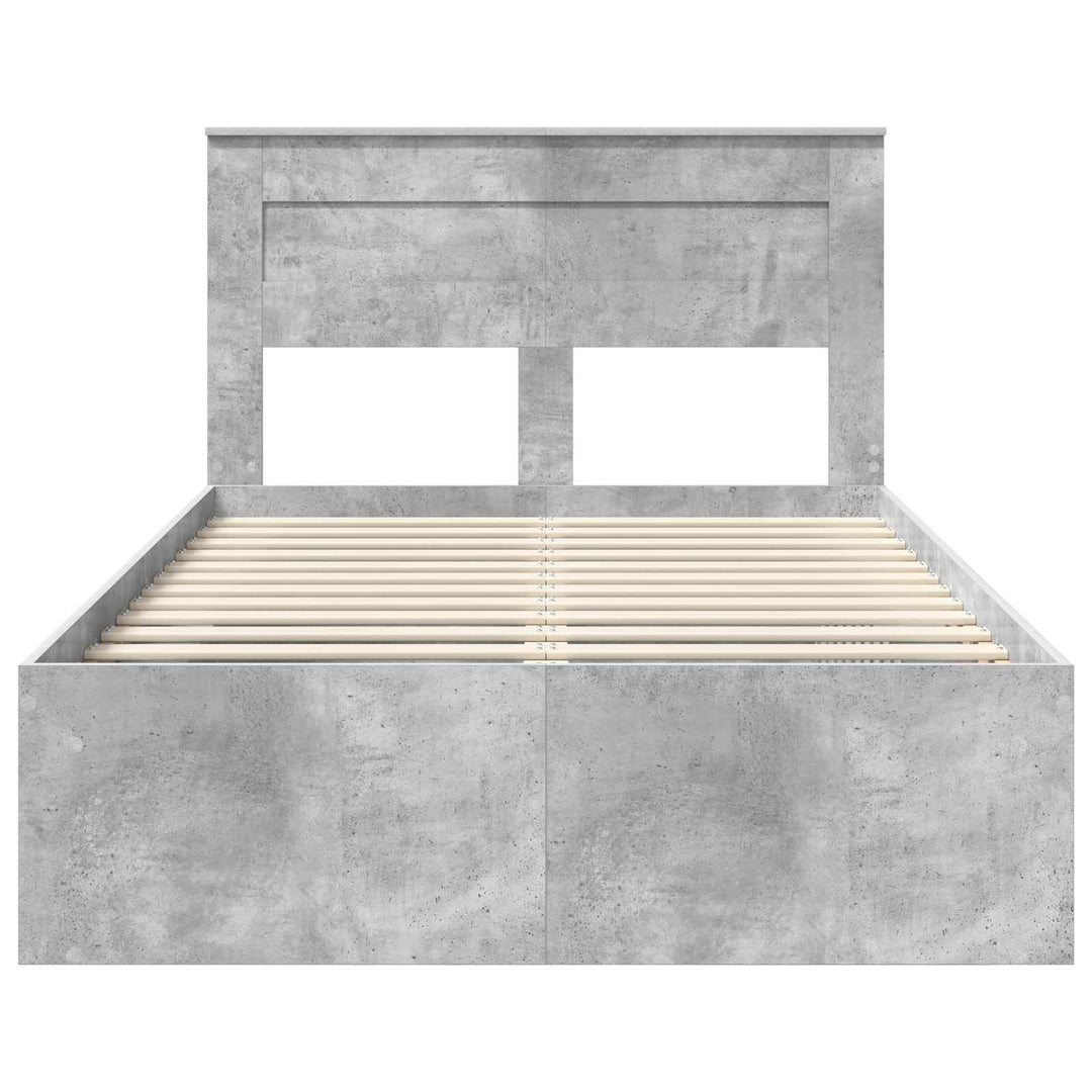 Sengestel med hovedgærde Beton Grå 135 x 190 cm Massiv fyrretræ