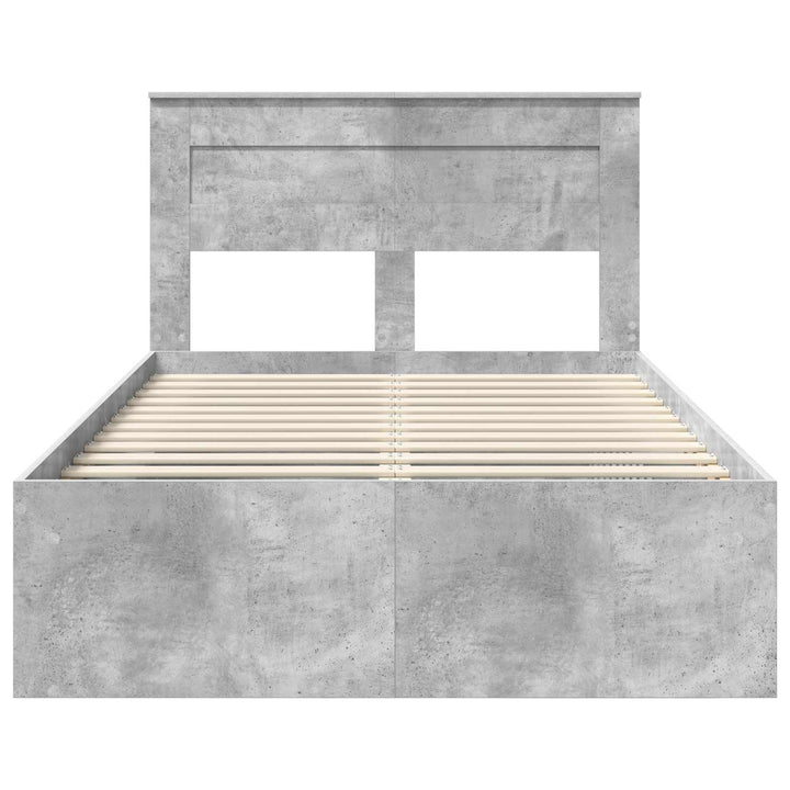 Sengestel med hovedgærde Beton Grå 135 x 190 cm Massiv fyrretræ