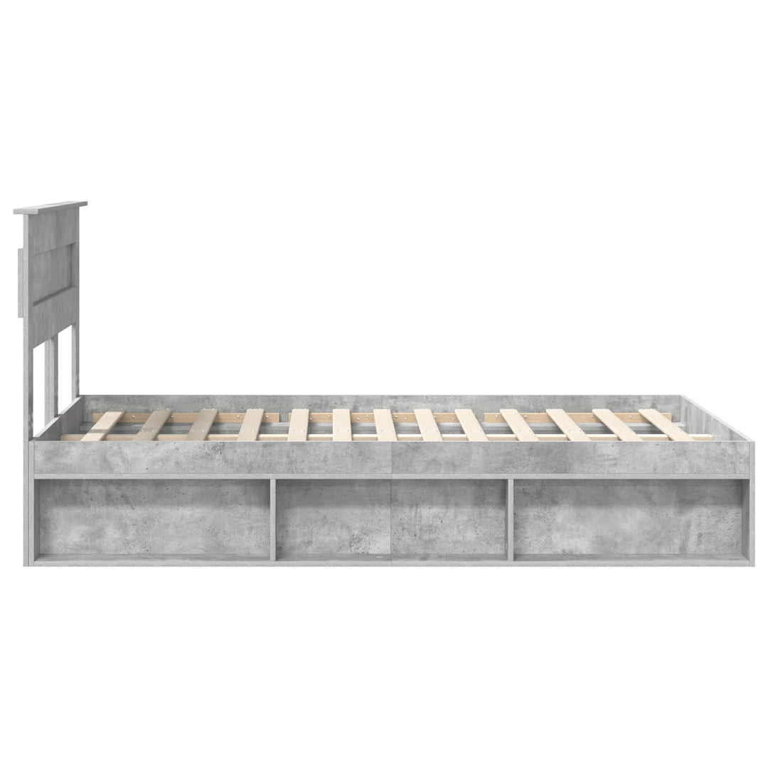 Sengestel med hovedgærde Beton Grå 135 x 190 cm Massiv fyrretræ