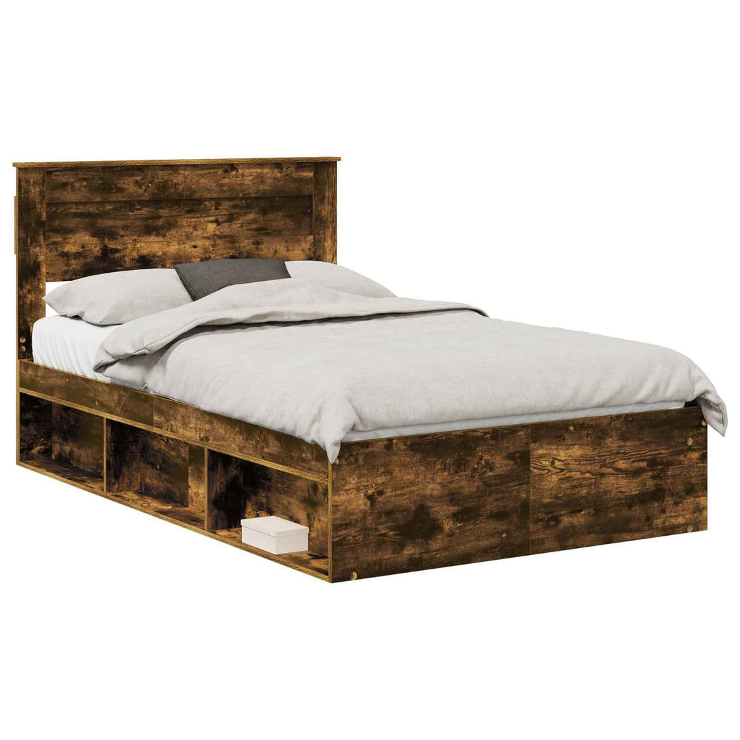 Sengestel Ensfarvet Røget eg 135 x 190 cm Massiv fyrretræ