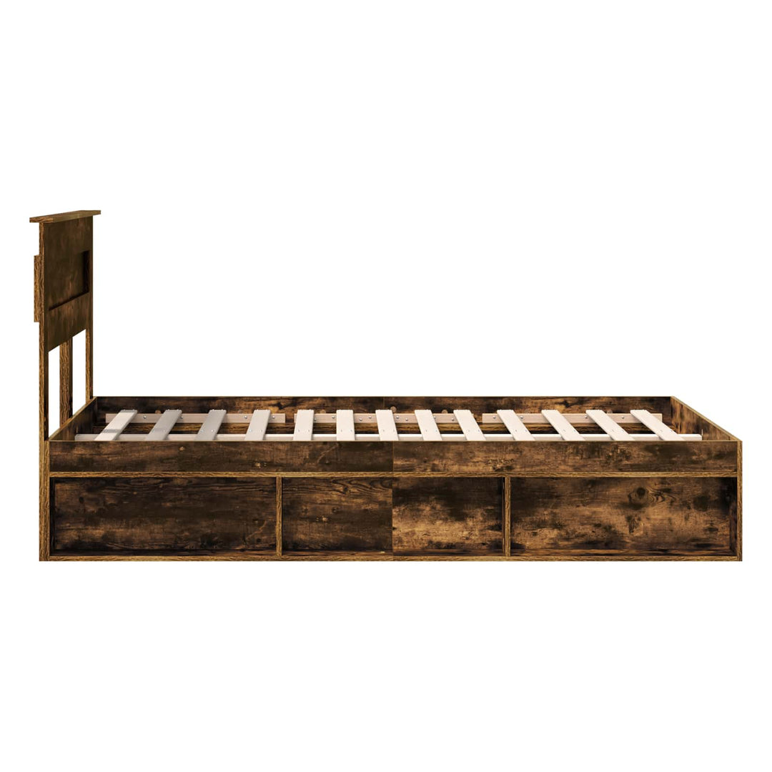 Sengestel Ensfarvet Røget eg 135 x 190 cm Massiv fyrretræ