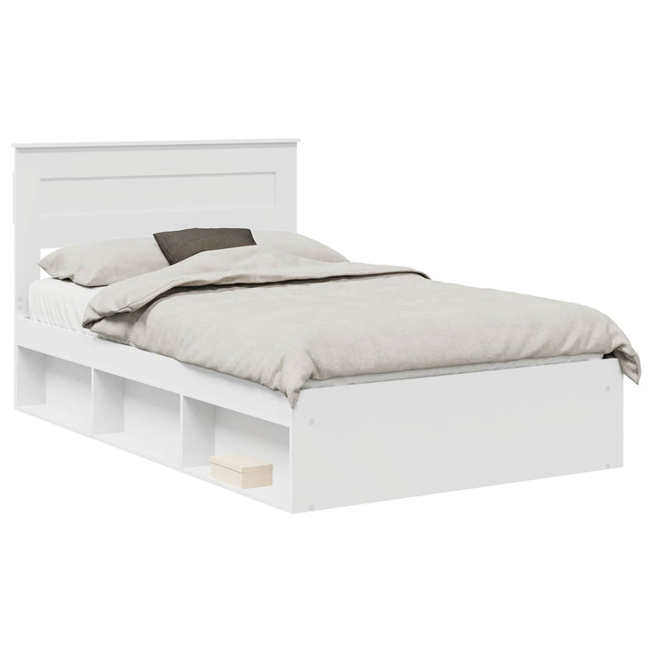Sengestel med hovedgærde Hvid 120 x 190 cm Massiv fyrretræ