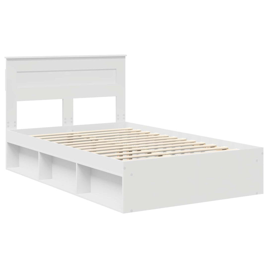 Sengestel med hovedgærde Hvid 120 x 190 cm Massiv fyrretræ