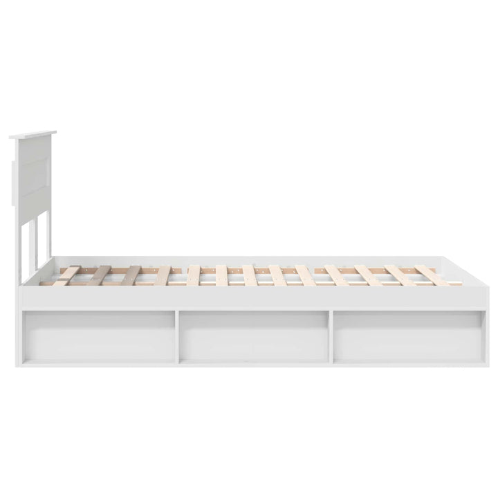 Sengestel med hovedgærde Hvid 120 x 190 cm Massiv fyrretræ