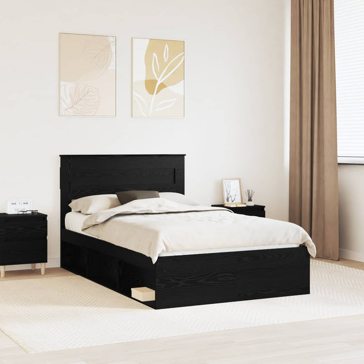 Sengestel Ensfarvet Sort 120 x 190 cm Massiv fyrretræ
