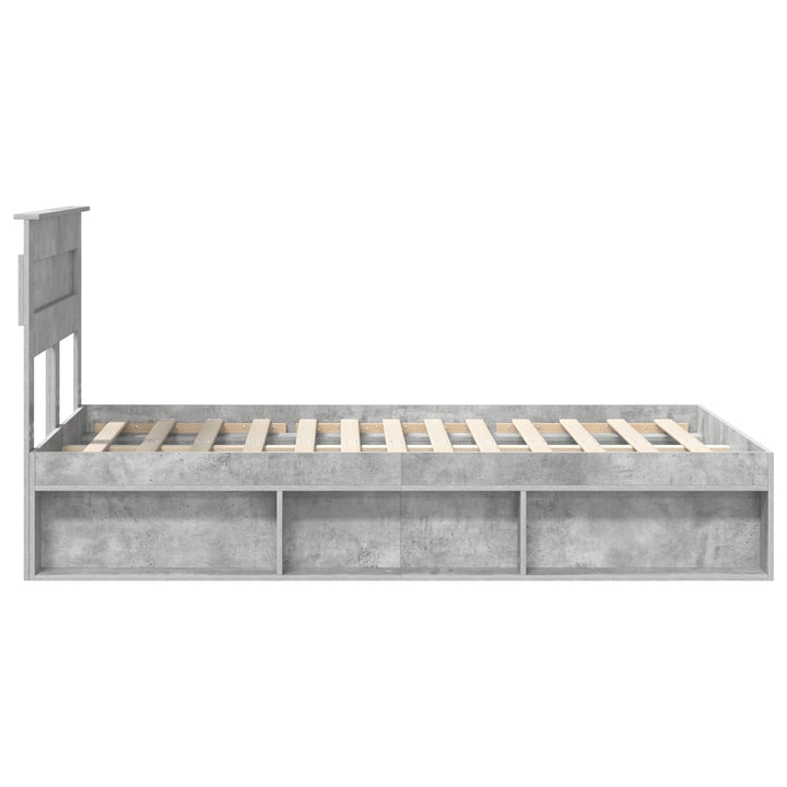Sengestel med hovedgærde Beton 120 x 190 cm Massiv fyrretræ
