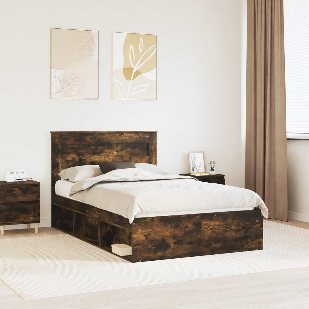 Sengestel med hovedgærde Røget eg 120 x 190 cm Massiv fyrretræ