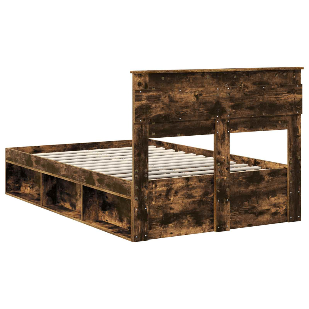Sengestel med hovedgærde Røget eg 120 x 190 cm Massiv fyrretræ