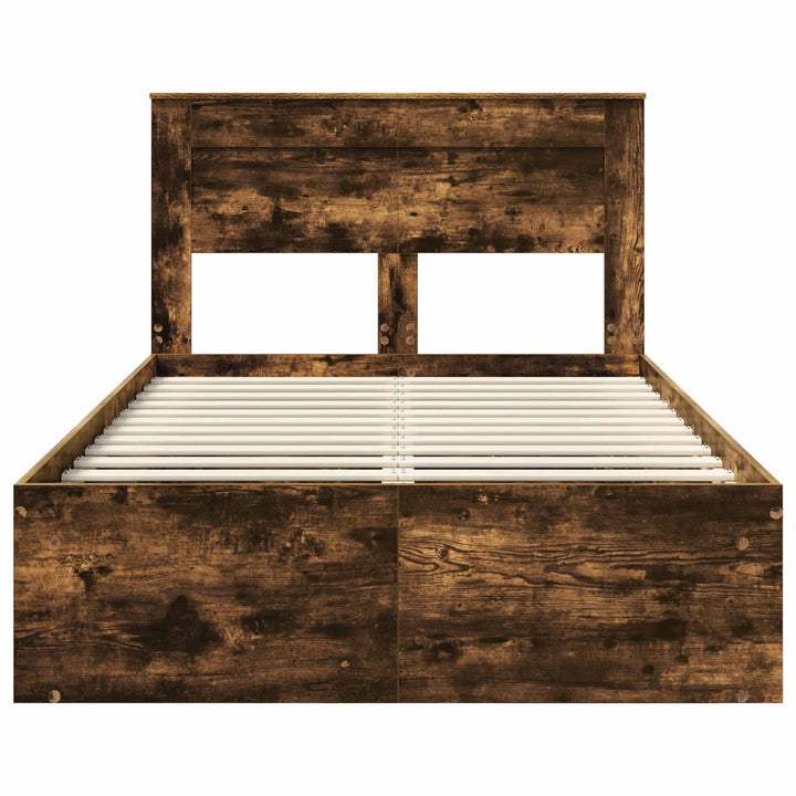 Sengestel med hovedgærde Røget eg 120 x 190 cm Massiv fyrretræ