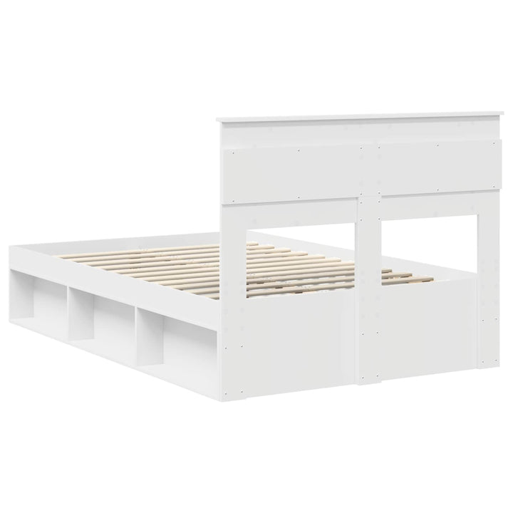 Sengestel med hovedgærde Hvid 120 x 200 cm Massiv fyrretræ