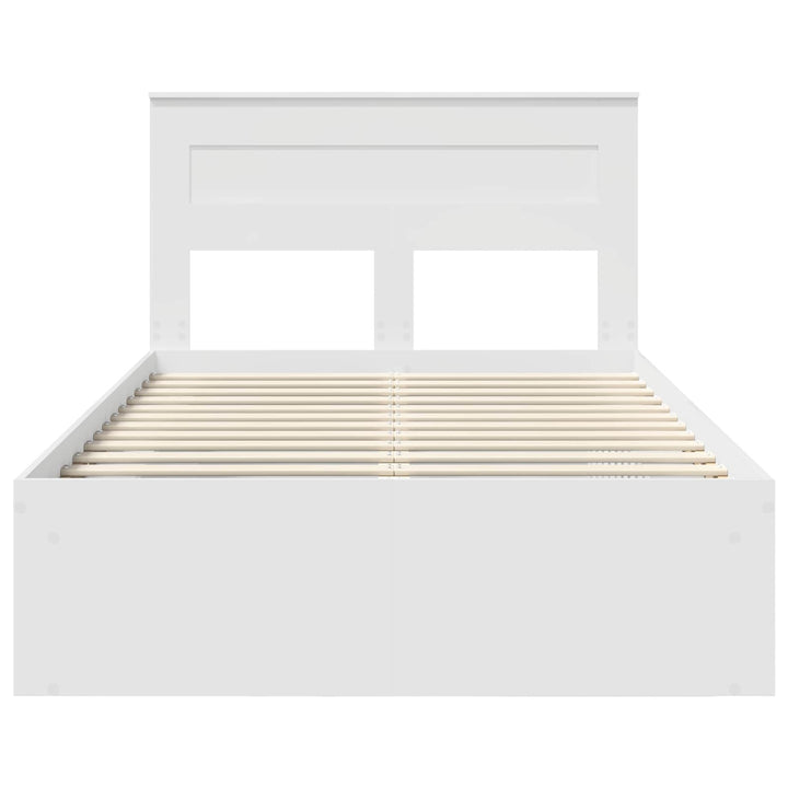 Sengestel med hovedgærde Hvid 120 x 200 cm Massiv fyrretræ