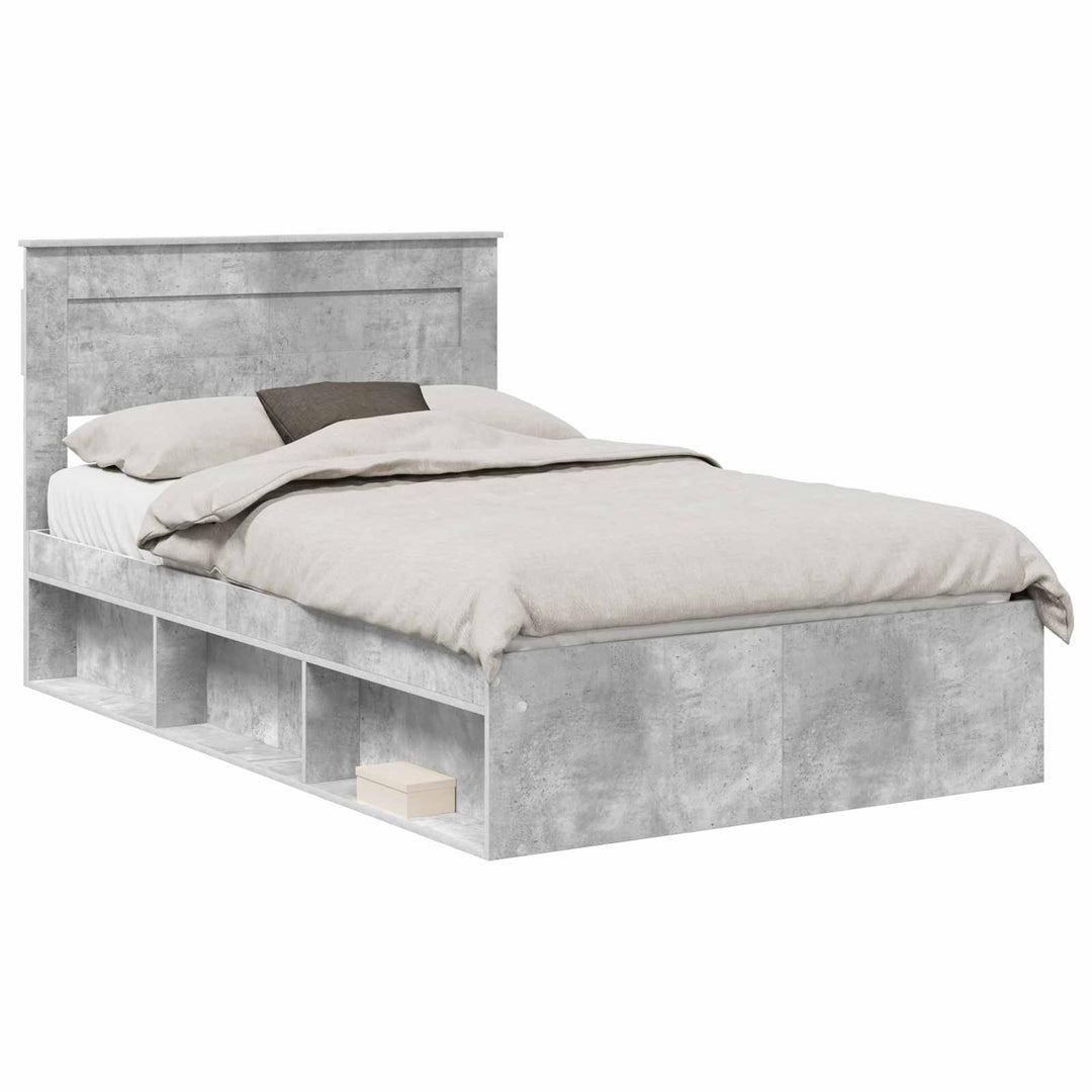 Sengestel med hovedgærde Beton 120 x 200 cm Massiv fyrretræ