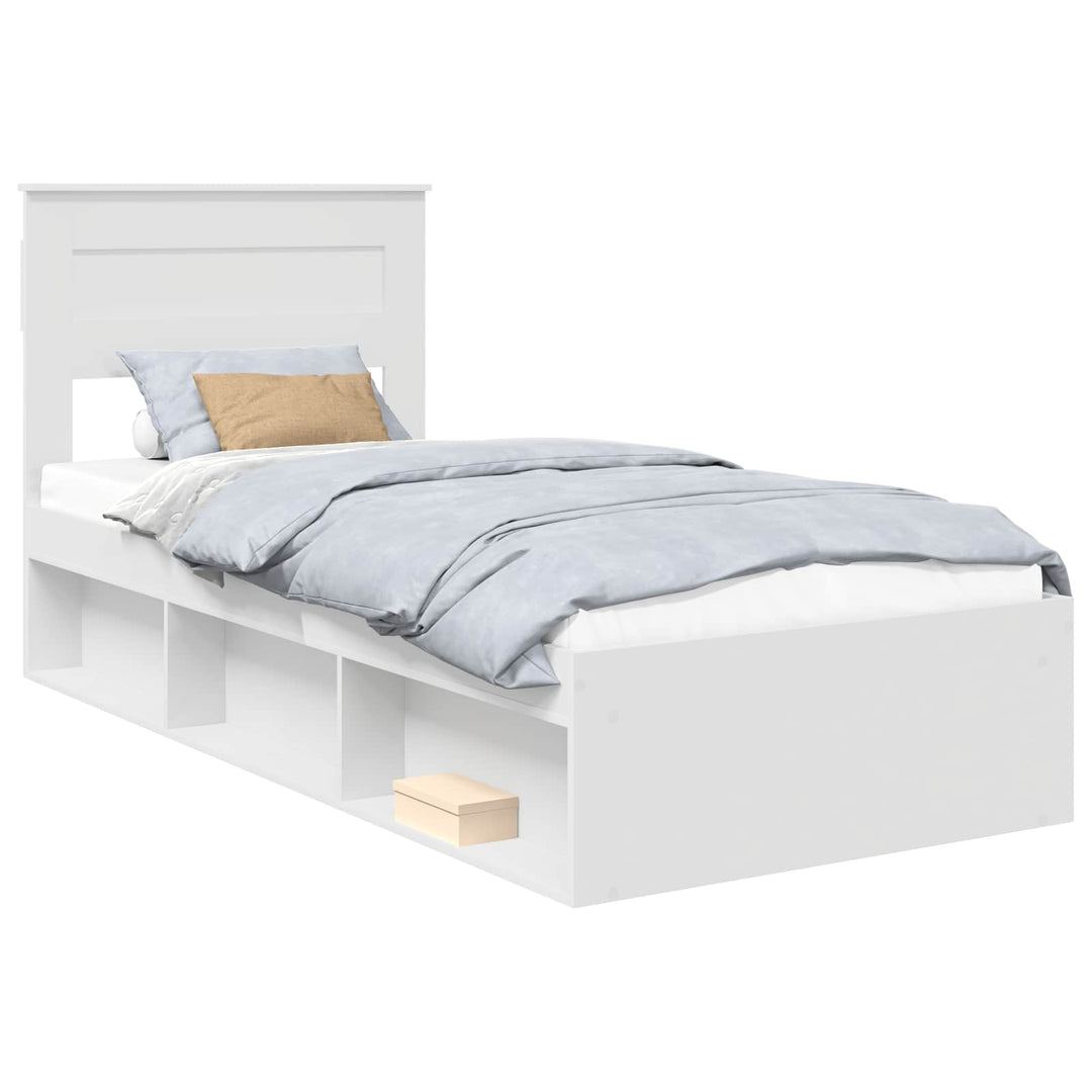 Sengestel med hovedgærde Hvid 100 x 200 cm Massiv fyrretræ