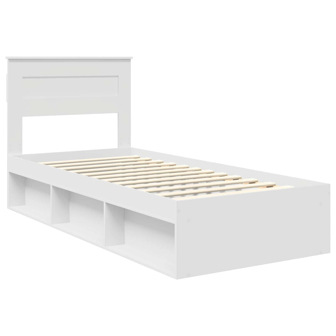 Sengestel med hovedgærde Hvid 100 x 200 cm Massiv fyrretræ