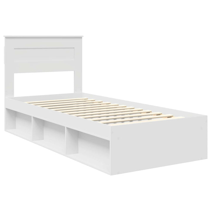 Sengestel med hovedgærde Hvid 100 x 200 cm Massiv fyrretræ