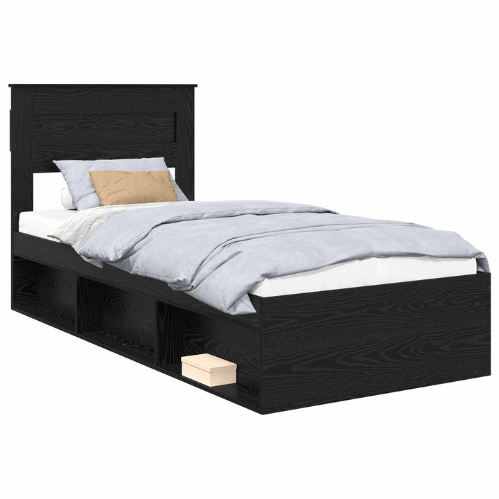 Sengestel Ensfarvet Sort 100 x 200 cm Massiv fyrretræ