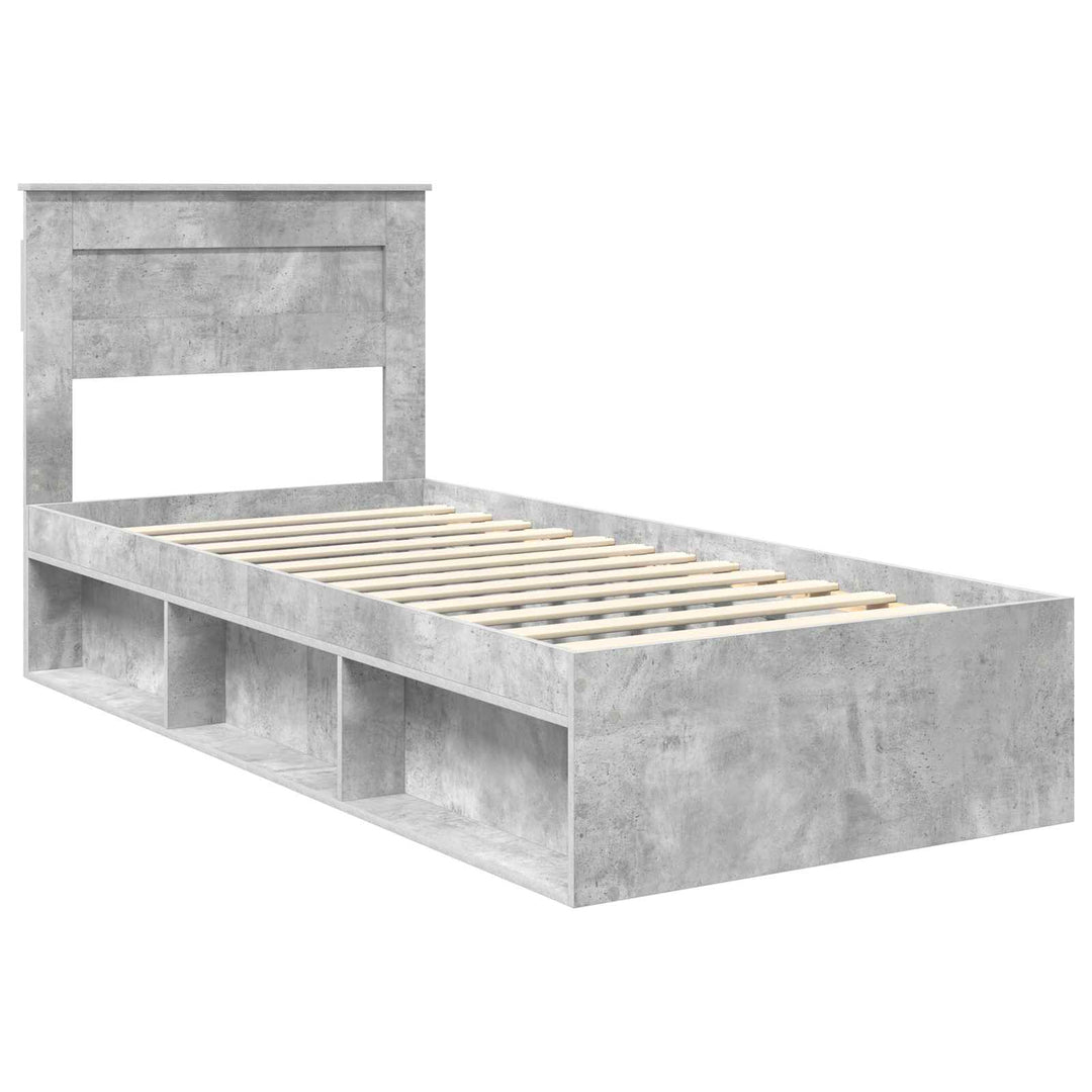Sengestel med hovedgærde Beton Grå 90 x 190 cm Massiv fyrretræ