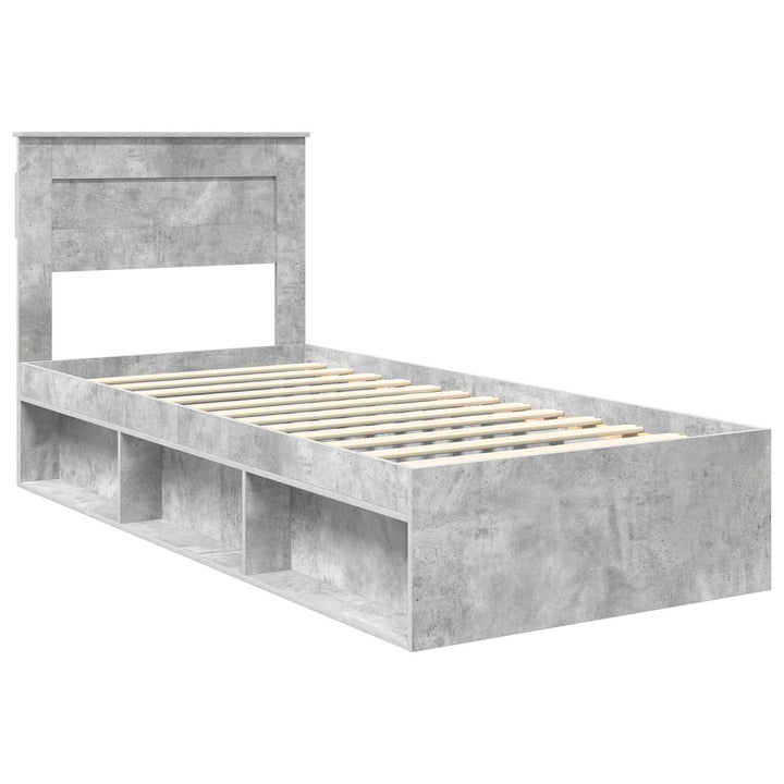 Sengestel med hovedgærde Beton Grå 90 x 190 cm Massiv fyrretræ