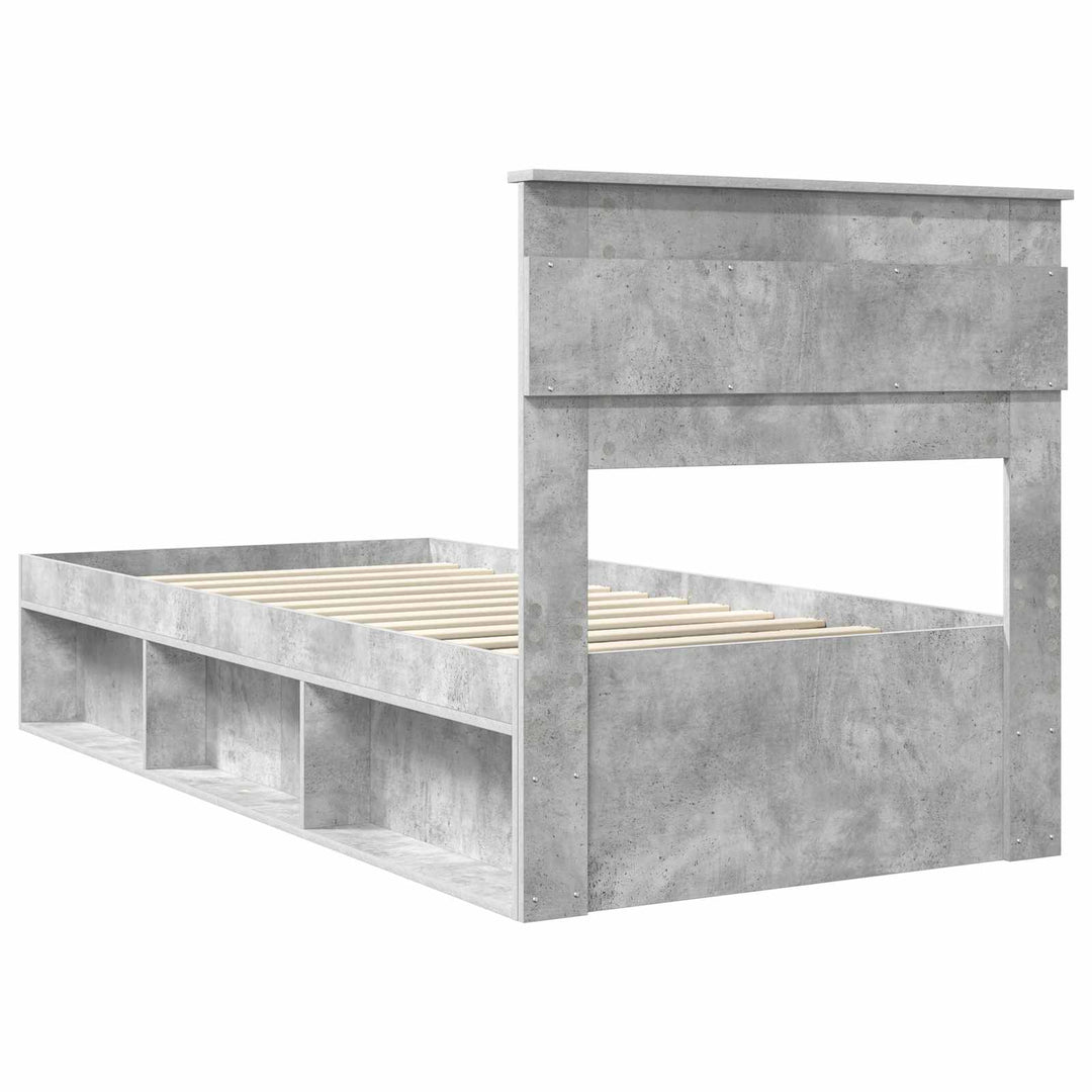 Sengestel med hovedgærde Beton Grå 90 x 190 cm Massiv fyrretræ