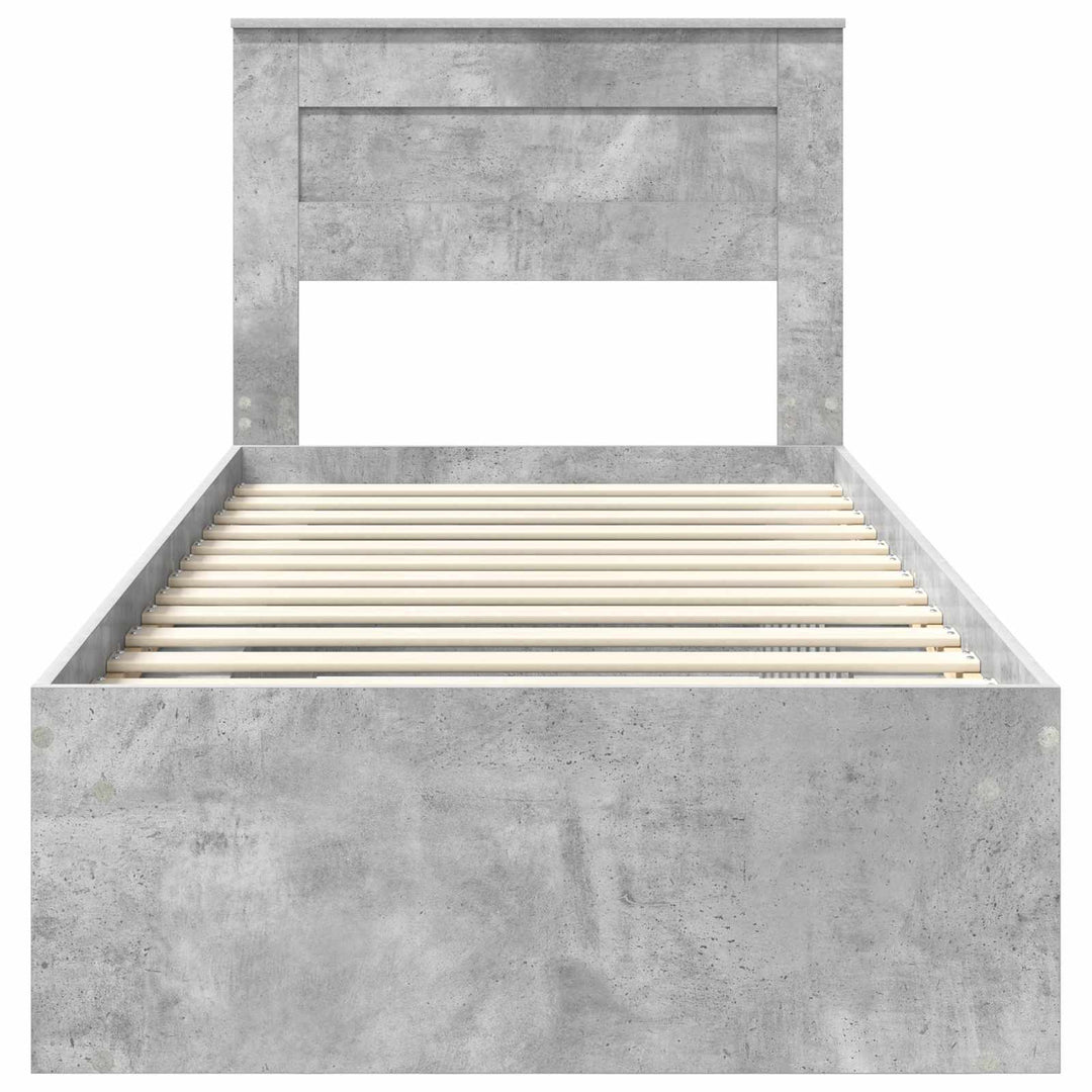Sengestel med hovedgærde Beton Grå 90 x 190 cm Massiv fyrretræ