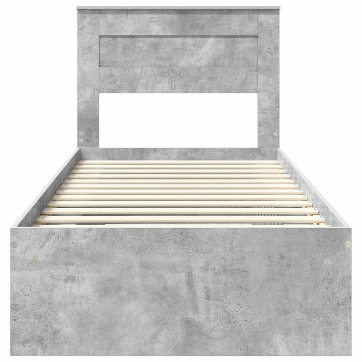 Sengestel med hovedgærde Beton Grå 90 x 190 cm Massiv fyrretræ
